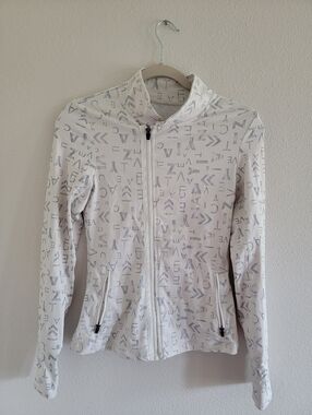 BOGO ZYIA Active Form Zipper Jacket White/Gray Letter Size XS